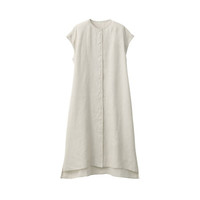 無印良品 MUJI 無印良品  女式 麻 连衣裙 浅棕色 M-L