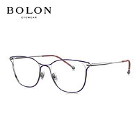 BOLON暴龙光学镜女猫眼近视镜潮流个性眼镜架BJ7062 B50-银色画深紫