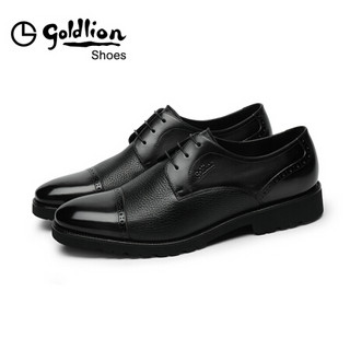 金利来（goldlion）男鞋都市防滑皮鞋雕花透气布洛克商务正装鞋50402026140A-棕色-42码