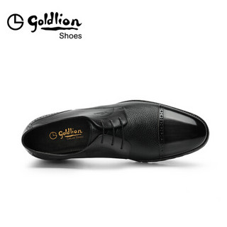 金利来（goldlion）男鞋都市防滑皮鞋雕花透气布洛克商务正装鞋50402026140A-棕色-42码