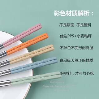 客满多 304不锈钢筷子 一人一色专人专筷 不锈不发霉防滑防烫耐摔家庭分类筷子5双装KC707