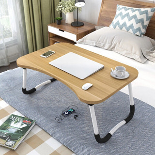 佳佰 床上电脑桌可折叠懒人床上桌方便小桌子床桌原木色  电脑桌