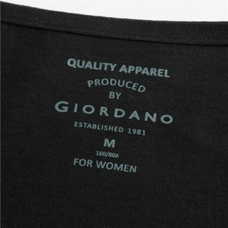 GIORDANO 佐丹奴 女士圆领长袖T恤 05320621 09 标志黑 M