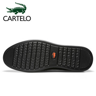 卡帝乐鳄鱼 CARTELO  男士低帮系带都市舒适轻便商务休闲皮鞋 6932 黑色 39