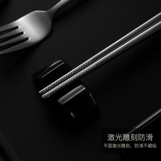 佳佰 黑银色304不锈钢筷子勺子简约高档餐具套装 创意便携餐具两件套 成人学生旅行便携礼盒装 DK60200