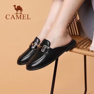 骆驼（CAMEL） 女鞋 休闲慵懒金属色马衔扣穆勒半拖鞋 A03893689 深咖啡 36