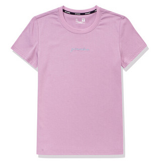 乔丹 女装T恤针织短袖透气舒适健身跑步上衣 XHS22201341 幻影紫 L