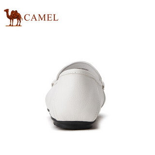 骆驼（CAMEL） 豆豆鞋男潮柔软乐福鞋舒适休闲套脚皮鞋 A032188090 米白 40