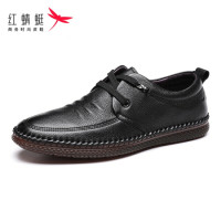 红蜻蜓( RED DRAGONFLY )皮鞋男平底圆头时尚百搭低跟系带商务休闲男鞋 WTA01151/52 黑色 42