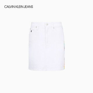 【彩虹系列】CK JEANS 2020春夏新款女装 彩虹LOGO牛仔短裙J214961 1CD-白色 26