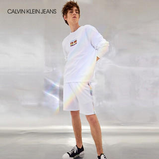 【彩虹系列】 CK JEANS 2020春夏新款男装 纯棉彩虹图案时尚长袖卫衣 J316136 YAF-白色 XL