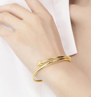 明牌珠宝 afi0036 荷花头足金手镯 16.64g