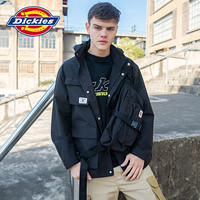 Dickies 春季可拆卸腰包夹克 男式隐藏帽设计防溅水外套上衣DK007402 黑色 M