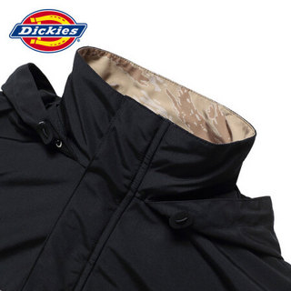 Dickies 防泼水加工Thermolite充棉撞色拼接连帽夹克DK006682黑色 XL