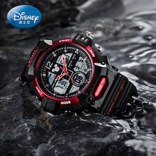 迪士尼（Disney）手表男青少年学生潮流夜光防水双显电子表儿童多功能手表 MK-15076R
