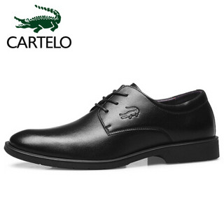 卡帝乐鳄鱼（CARTELO）男士正装皮鞋圆头系带商务休闲男鞋 6202 黑色 41