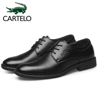 卡帝乐鳄鱼（CARTELO）男士正装皮鞋圆头系带商务休闲男鞋 6202 黑色 41