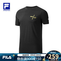 FILA ATHLETICS  斐乐男子短袖T恤衫2020新款舒适简约专业运动短T 深黑-BK 185/104A/XXL