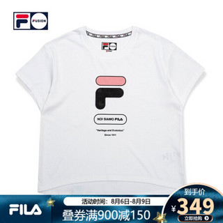 FILA FUSION 斐乐 女子短袖T恤 2020夏季新款丝柔棉时尚半袖T恤女 标准白-WT 165/84A/M