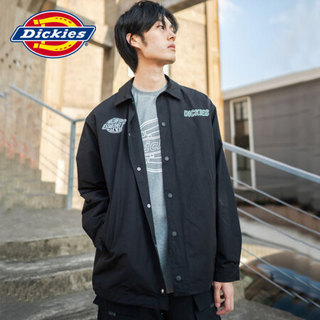 Dickies 20春季商品印花教练夹克 男式下摆抽绳防溅水薄外套DK007419 黑色 S