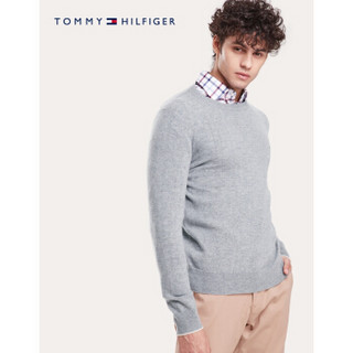 TOMMY HILFIGER 男装秋季纯色圆领套头针织衫-TT0TT06187 灰色P9W M