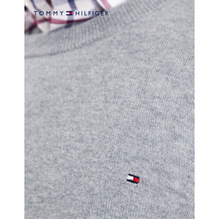 TOMMY HILFIGER 男装秋季纯色圆领套头针织衫-TT0TT06187 灰色P9W M