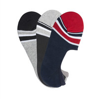 佐丹奴（Giordano） 男袜 袜子男士浅口船袜男袜学生三对装防滑隐形船袜01156001  灰/黑/蓝均码