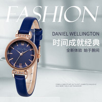 Valentino Rudy典雅2020新款星空碎钻女士真皮防水女表 白色