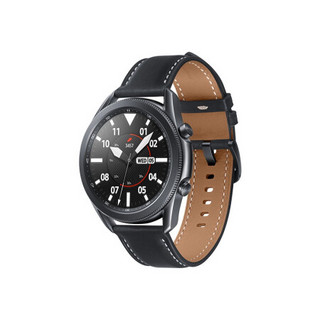 SAMSUNG 三星 Galaxy Watch3 蓝牙版 智能手表 45mm 耀岩黑不锈钢表盘 黑色皮革表带(GPS、血氧)