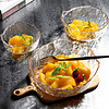 法蘭晶 日式金边玻璃果盘沙拉碗水果盘水果盆玻璃碗套装 透明冰山3件套+6只叉子