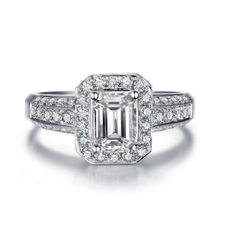 佐卡伊 白18k金祖母绿形异形钻石结婚戒指钻戒1克拉裸钻定制 共160分（100+60）F-G/SI 定制