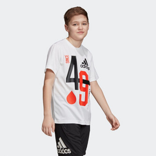 阿迪达斯官方 adidas YB TR A TEE 大童训练短袖上衣DV1356 白 164CM