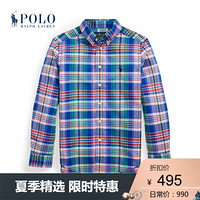 Ralph Lauren/拉夫劳伦男童 2020年春季格子呢图案棉府绸衬衫33235 400-蓝色 S