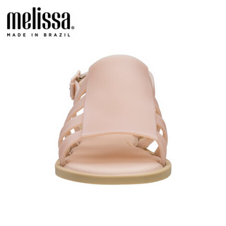 melissa梅丽莎子款条带拼接搭扣时尚儿童中童凉鞋 米色/粉色 内长20cm