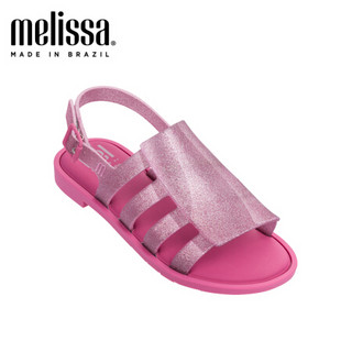 melissa梅丽莎子款条带拼接搭扣时尚儿童中童凉鞋 米色/粉色 内长20cm