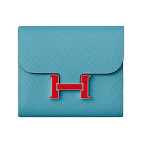 HERMÈS 爱马仕 女士小牛皮短款钱包 H070637CKAE 蓝色