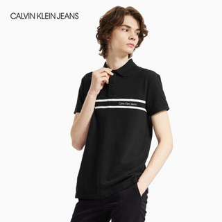 CK JEANS 2020春夏款男装 短袖翻领Polo衫T恤J315039 BAE-黑色 S