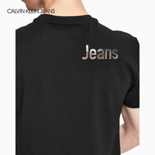 CK JEANS 2020秋冬款男装 时尚胶印LOGO圆领短袖T恤 J315642 BAE-黑色 XXL