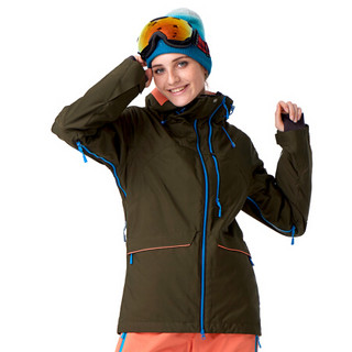 Running river奔流极限 女式防水透气纯色双板专业款滑雪服上衣N7450N 绿色583 S/36