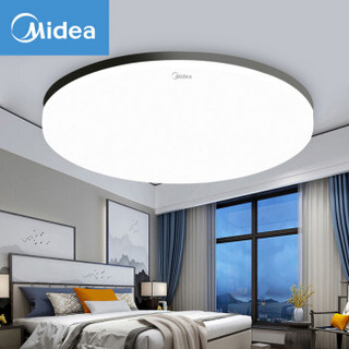 美的（Midea）led卧室吸顶灯现代简约圆形儿童房餐厅书房客厅灯具灯饰 24瓦调光调色带遥控器  黑