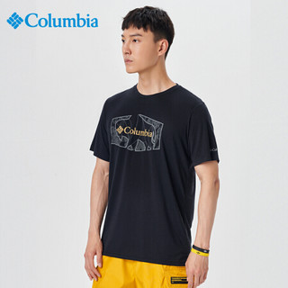 Columbia哥伦比亚短袖速干t恤男夏季时尚印花户外运动舒适透气圆领男士登山速干衣 AE0404 010（男） M