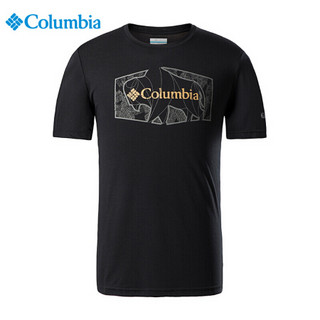 Columbia哥伦比亚短袖速干t恤男夏季时尚印花户外运动舒适透气圆领男士登山速干衣 AE0404 010（男） M