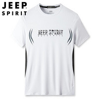 吉普 JEEP速干短袖上衣运动健身时尚T恤2020夏季休闲健身男装 TX1289376 白色 L