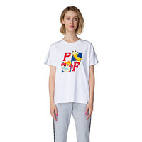 Paul Frank/大嘴猴 20年春夏休闲卡通图案圆领 女式运动短袖T恤 白色 S
