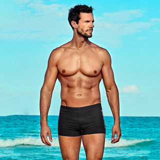 范德安（BALNEAIRE）时尚男士平角泳裤 运动性能 疏水快干沙滩度假游泳裤 深蓝色 L