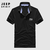 吉普 JEEP POLO衫2020春夏男士商务休闲翻领POLO衫时尚个性户外款JHL2831 黑色 XL