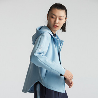 KELME/卡尔美2020秋冬新款运动防风连帽外套女休闲撞色不对称夹克 藏蓝 S/155