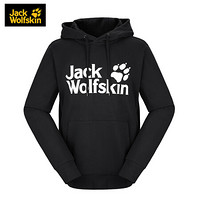 JackWolfskin狼爪官方男装20秋季新款户外运动舒适保暖反面拉绒基础款连帽卫衣5720091 5720091-6000/黑色 L 180/108A