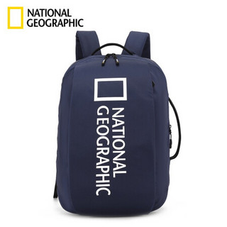 国家地理National Geographic双肩包大容量两用背包商务休闲公文包大学生防泼水电脑包  蓝色
