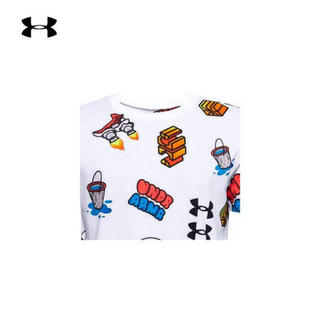 安德玛官方UA Hoops Sticker男童运动短袖T恤Under Armour1358393 白色100 童XS